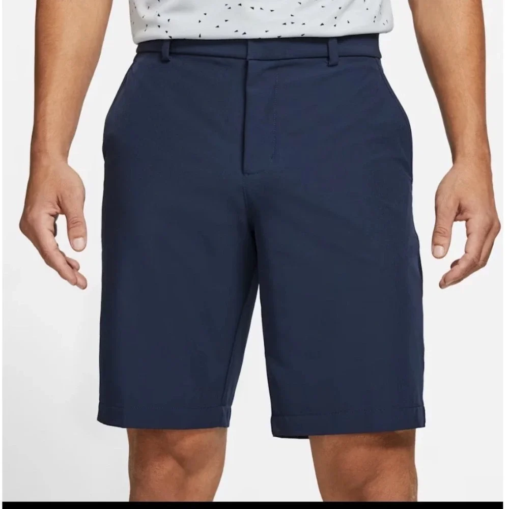 Nike Golf Shorts Mens 38 Navy Blue Dri-FIT UV Chino CU9740-451 Flat Front 10.5in